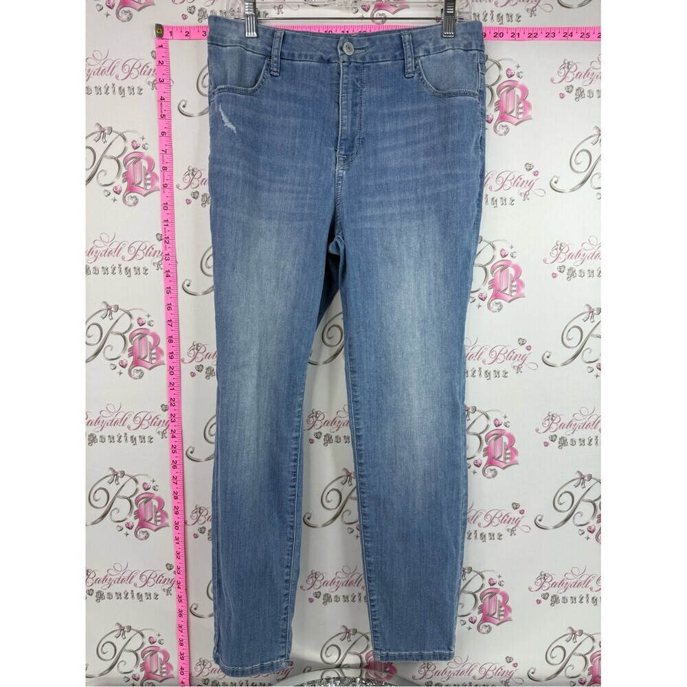 Bootlegger high rise curvy Skinny ankle Jeans in Light Blue Stretch Denim